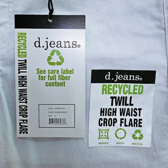 NWT D.Jeans White Twill High Waist Ankle Crop Jeans - 8 - Picture 10 of 13